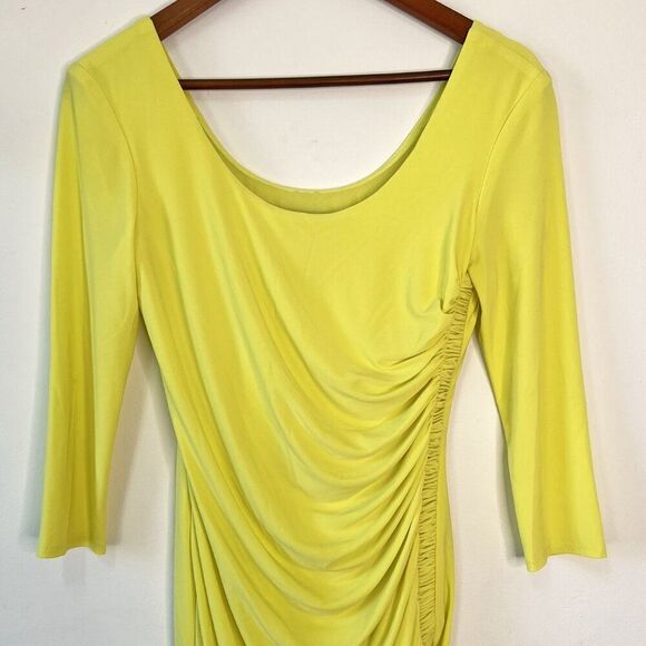 NEW Joseph Ribkoff Yellow Zest Ruched Long Sleeve Dress - Picture 6 of 12